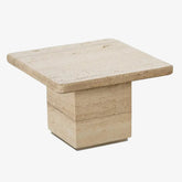 Travertine Square End Coffee Table Beige Side Table Natural Stone Furniture